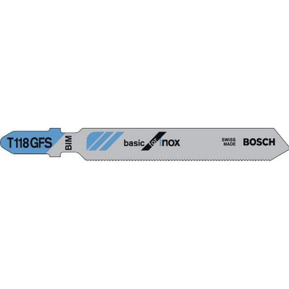 Bosch Professional 5x Jigsaw Blade T 118 GFS Basic For Inox (for Stainless Steel sheets, Accessories Jigsaw)