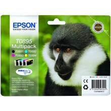 Epson T08954010 Ink Cartridge for S20/SX100 Series Printer, Black/Cyan/Magenta/Yellow, Genuine