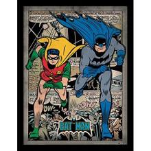 DC Comics Batman 30x40 cm Comic Montage Framed Print (FP11321P-PL) - Black Frame with Plexiglas, Ready to Hang, Officially Licensed
