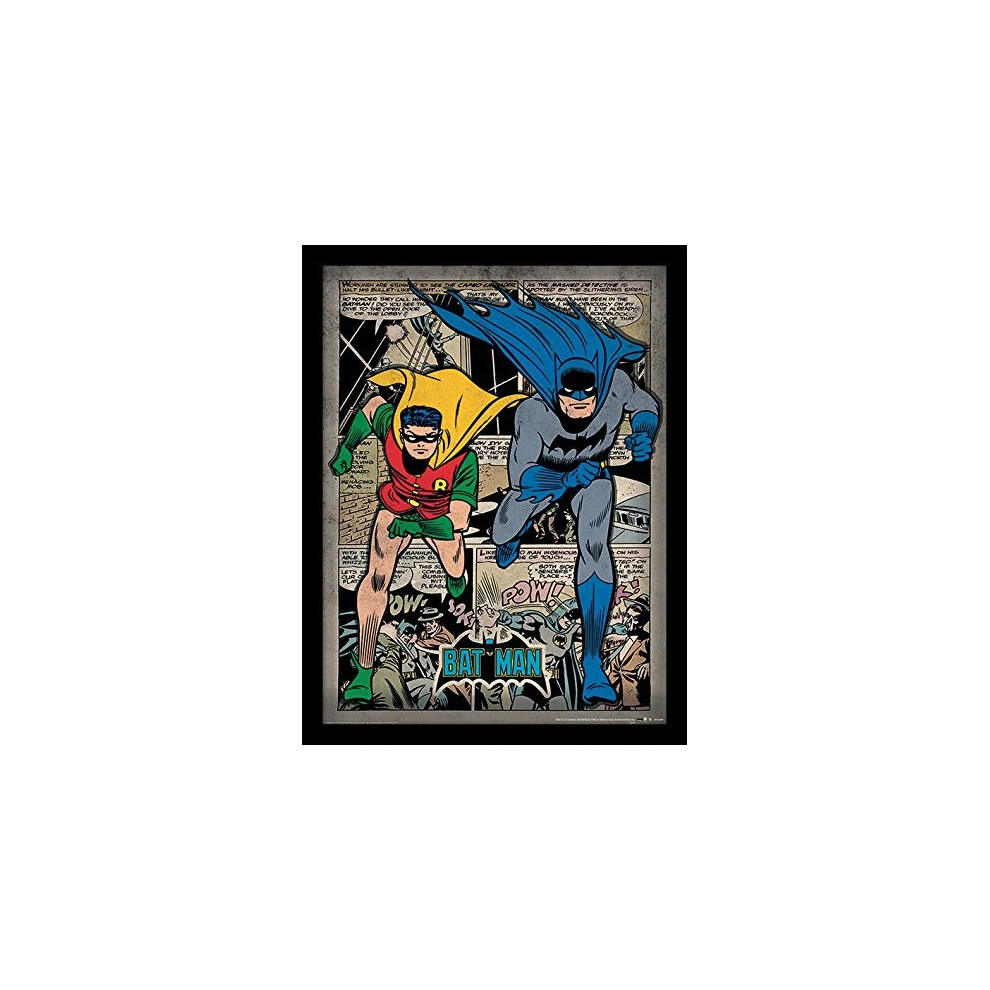 DC Comics FP11321P-PL Batman 30 X 40 cm "Comic Montage" Framed Print