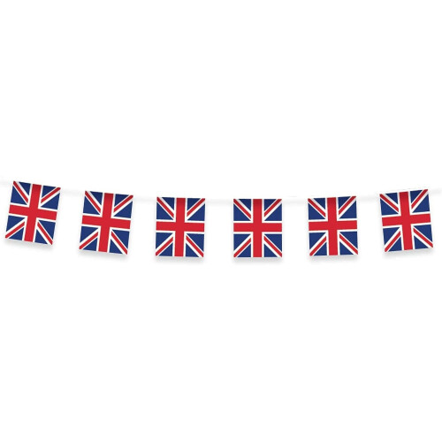 SHATCHI 33ft Long Britain Union Jack Bunting Garland Banner Street Party Decorations 20 Flags Sporting Events Pub BBQ Royal Theme Support 10 Meter, re