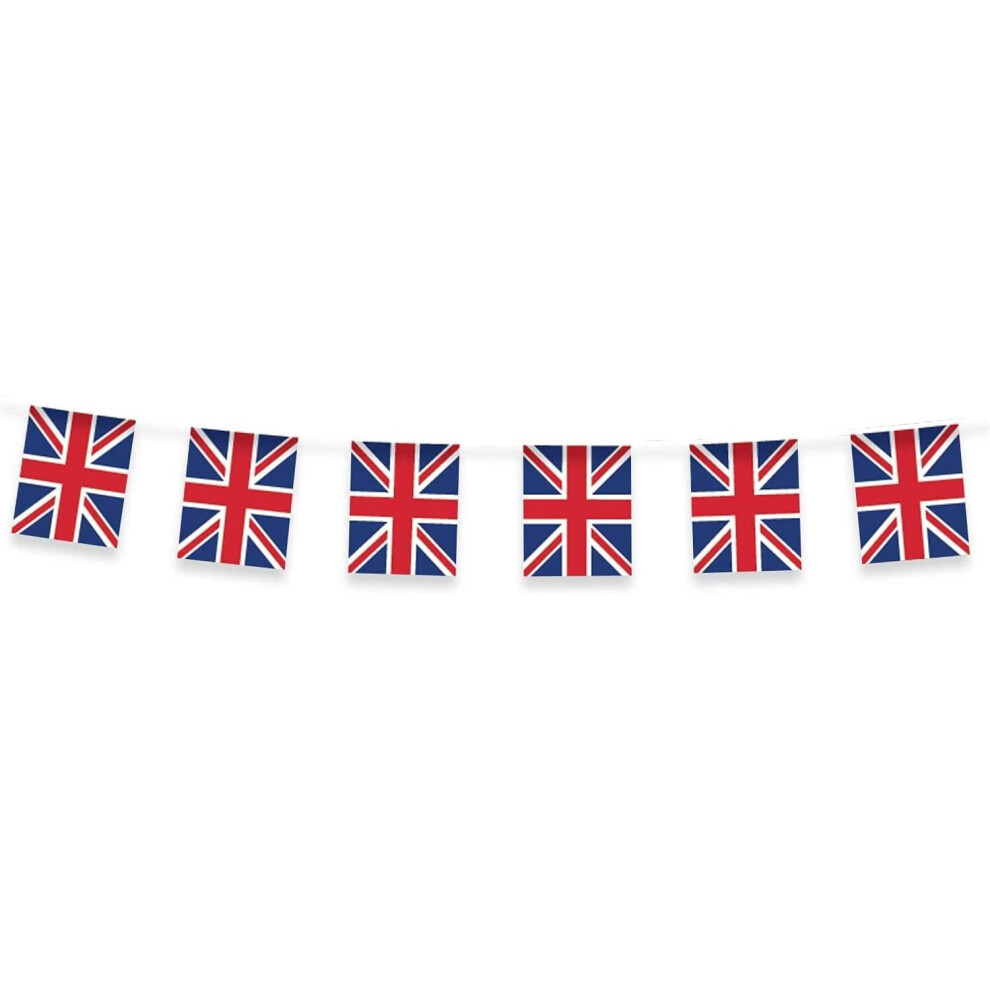 SHATCHI 33ft Long Britain Union Jack Bunting Garland Banner Street Party Decorations 20 Flags Sporting Events Pub BBQ Royal Theme Support 10 Meter, re