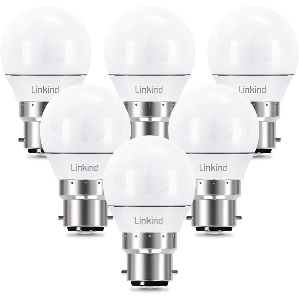 Linkind 5W Dimmable B22 LED Light Bulb, 40W Equivalent Golf Ball Light P45(G45) Bulbs, Warm White 2700K 470LM , Bayonet Cap, Not Suitable for 3-Way Di-image-OPC-P8TJNG2-NEW