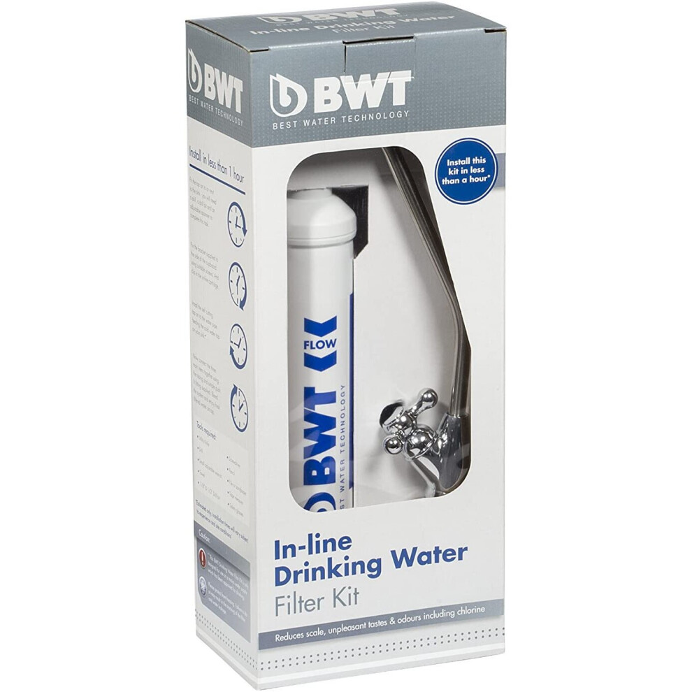 BWT DWFKIT Inline Drinking Water Filter Kit, Chrome Finish Tap