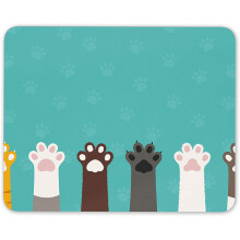 Cat Paws Cute Turquoise Mouse Mat Pad - Kittens Art Animal Computer #14270