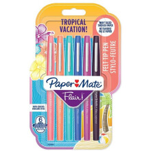 Paper Mate Flair Felt Tip Pens | Medium Tip (0.7 mm) | Tropical Vacation Colours | 6 Count