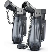 VVAY 2 x Turbo Jet Lighter Gas Butane Refillable,Adjustable Flame, Windproof Torch Lighter (Sold without Gas)