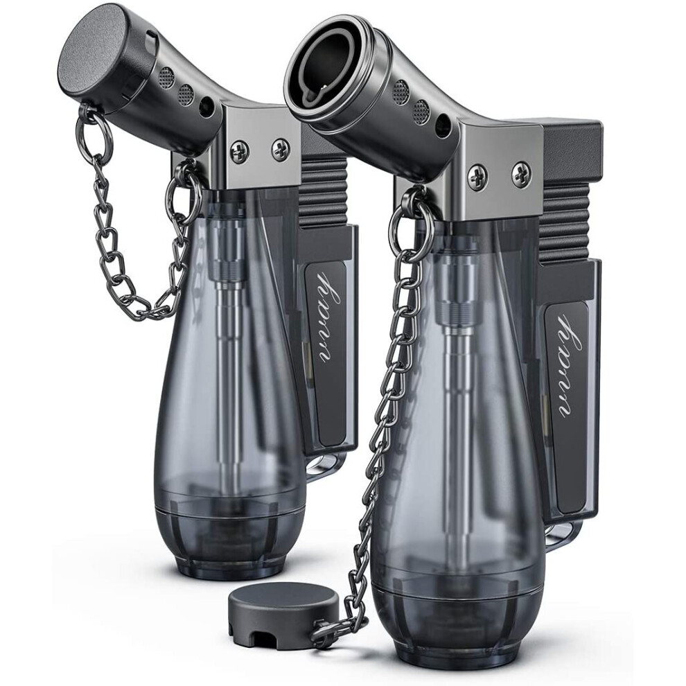 VVAY 2 x Turbo Jet Lighter Gas Butane Refillable,Adjustable Flame, Windproof Torch Lighter (Sold without Gas)