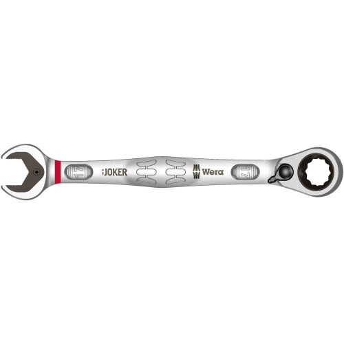 Wera 05020072001 Ratcheting Combination Wrench Joker Reversible 17x225mm, red, 17 mm