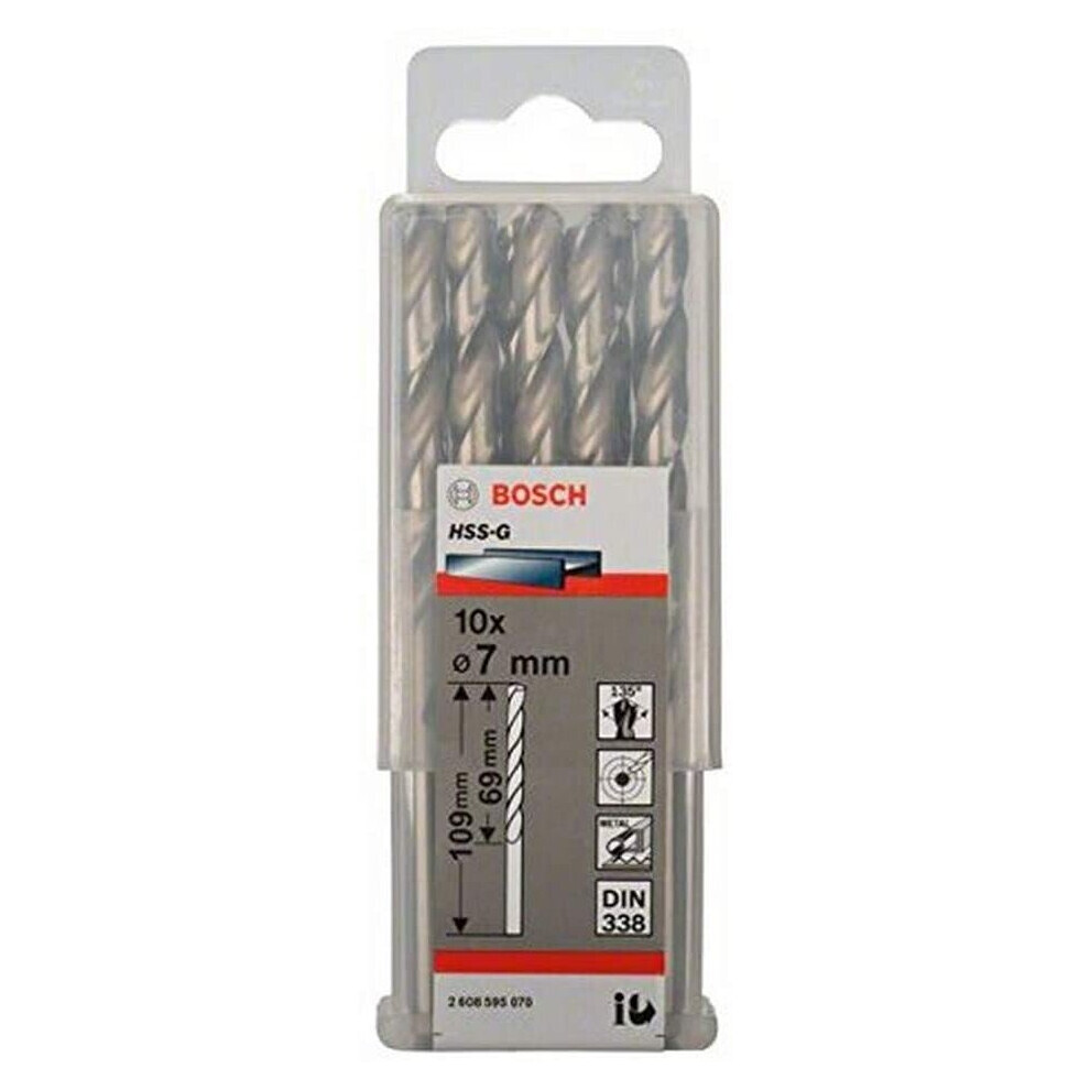 Bosch 2608595070 Din338 Hss-G Metal Drill Bit, 7.0Mm X 69Mm X 109Mm, Silver