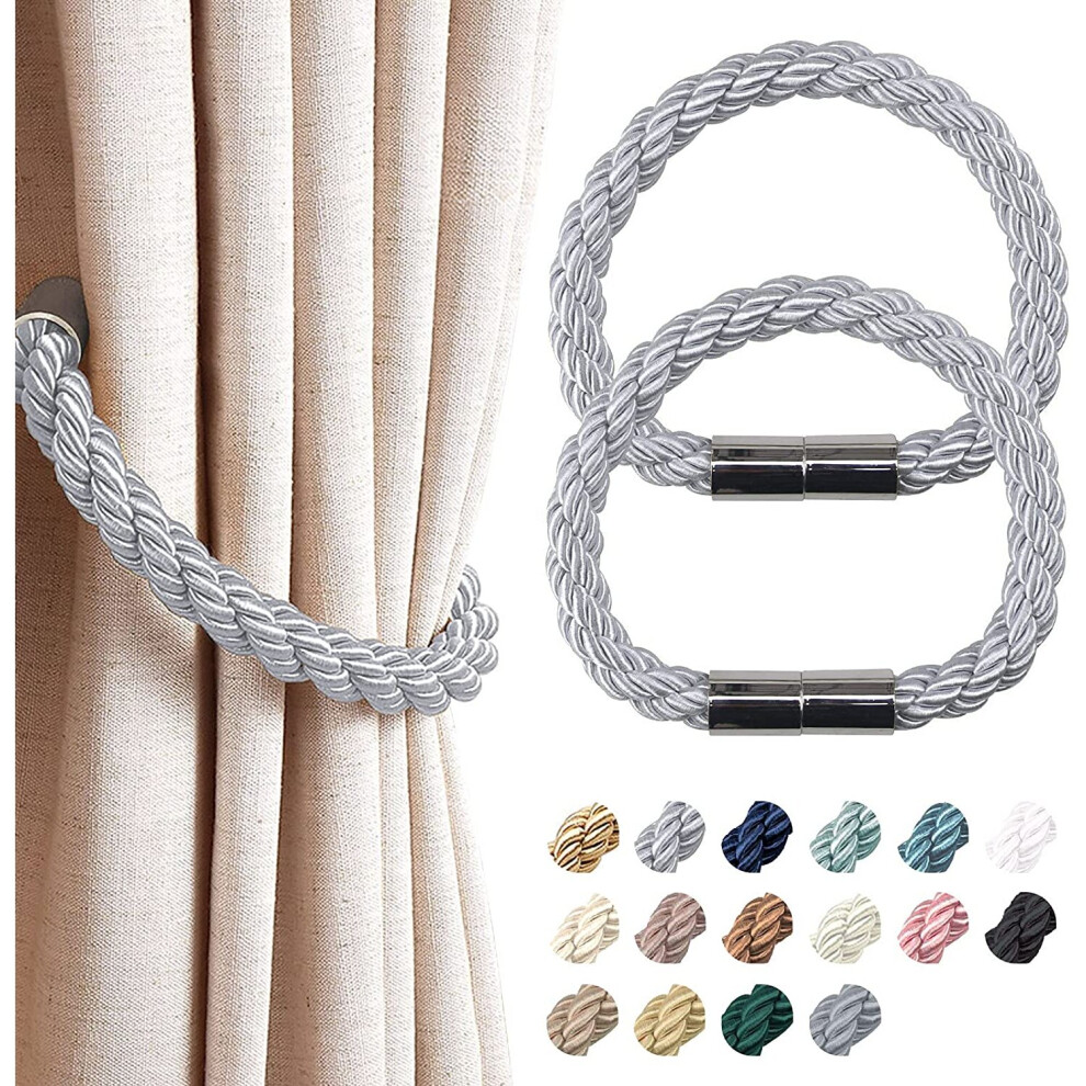 Pretty Jolly 2 Pack Strong Magnetic Curtain Tiebacks Modern Simple Style Drape Tie Backs Convenient Decorative Weave Rope Curtain Holdback for Thin or