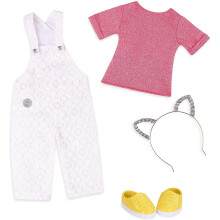 Glitter Girls - Glisten & Glam - Salopette in pizzo & Outfit Deluxe Orecchie da Gatto - Abiti per Bambole 14 pollici