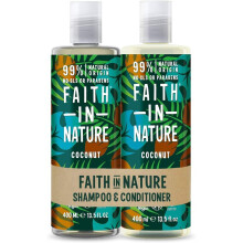 Faith In Nature Natural Coconut Shampoo and Conditioner Set, Hydrating, Vegan and Cruelty Free, No SLS or Parabens, For Normal to Dry Hair, 2 x 400 ml