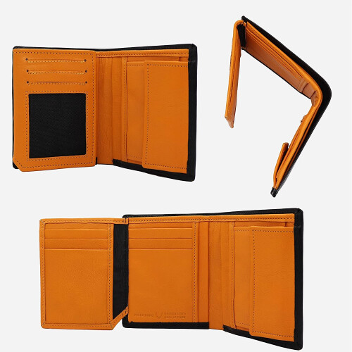 Handmade leather outlets wallet, Front pocket wallet, Orange wallet