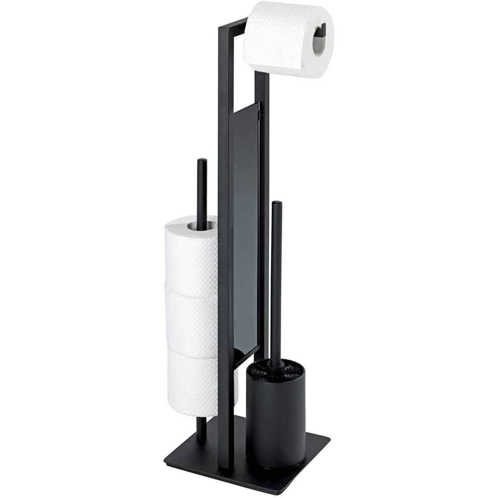 WENKO Rivalta Stand Toilet Brush Holder, matt Black, 70 x 23 x 18 cm