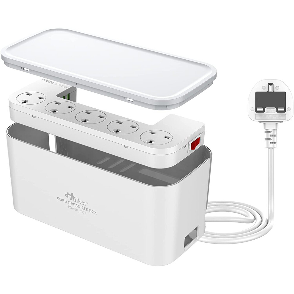 Hulker Extension Lead With Usb Slots 5 Way Outlets 3 Usb Ports Extension Cable Tidy Box Socket Extension With Overload Protection 3250W 13A Extension 796062213372