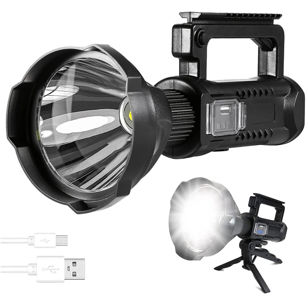 8000 Lumen LED Rechargeable Spotlight Torc,Bright High-Power Flashlight, Multi-Function LED Spotlight,Rechargeable Searchlight for Home Garden Camping