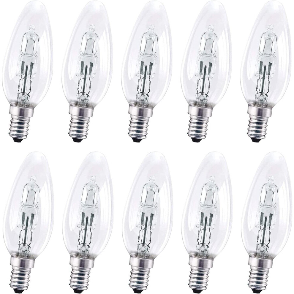 E14 Candle Bulb Halogen, Dimmable Small Screw Edison Bulb, 60W Screw in Light Bulbs, Soft Warm White 2700K, 680 Lumens, 230V, 10 Pack