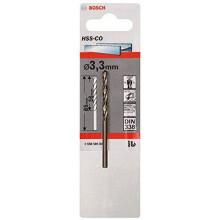 Bosch Professional 2608585844, HSS-Co Metal Drill Bit (stainless steel, 3.3 x 36 x 65 mm, accessory drill driver), Gold
