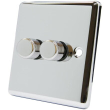 AET CPC2GDIM4 Polished Chrome Classical 400W-10 Amp Double 2 Gang 2 Way 400W Light Dimmer Switch, 400 W