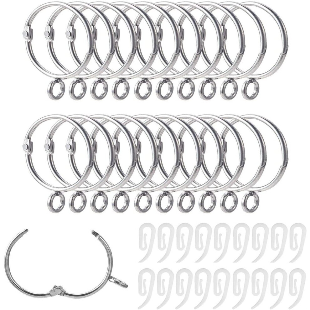 50 Set Metal Hanging Rings With Plastic Hooks For Curtains, 32 Mm