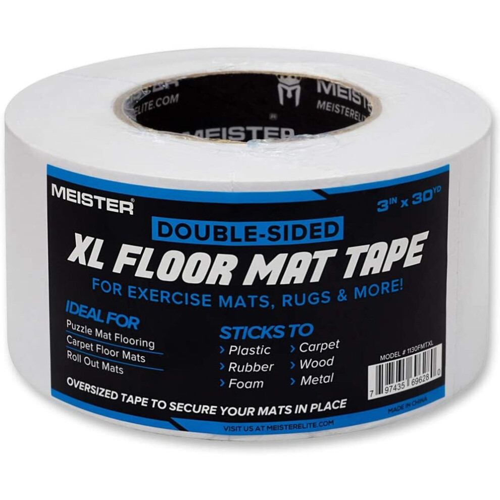 Meister Nastro Adesivo Xl Bifacciale Per Tappetini Da Pavimento - Fissa Tappetini Da Allenamento E Tappeti - 7,6Cm X 27,4M-image