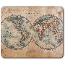 Comfortable Mouse Mat - World Hemispheres Vintage Style Map 23.5 x 19.6 cm (9.3 x 7.7 inches) for Computer & Laptop, Office, Non-slip Base - RM14392