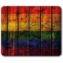 Comfortable Mouse Mat - Gay Pride Flag Wooden 23.5 x 19.6 cm (9.3 x 7.7 inches) for Computer & Laptop, Office, Non-slip Base - RM14354