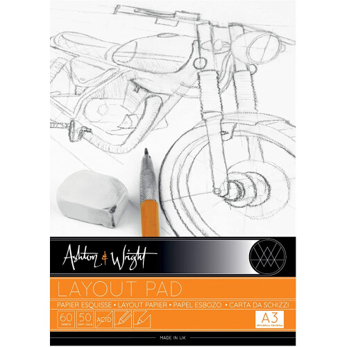 Ashton and Wright - A3 Semi Transparent Layout Pad - 50gsm Paper - 60 Sheets