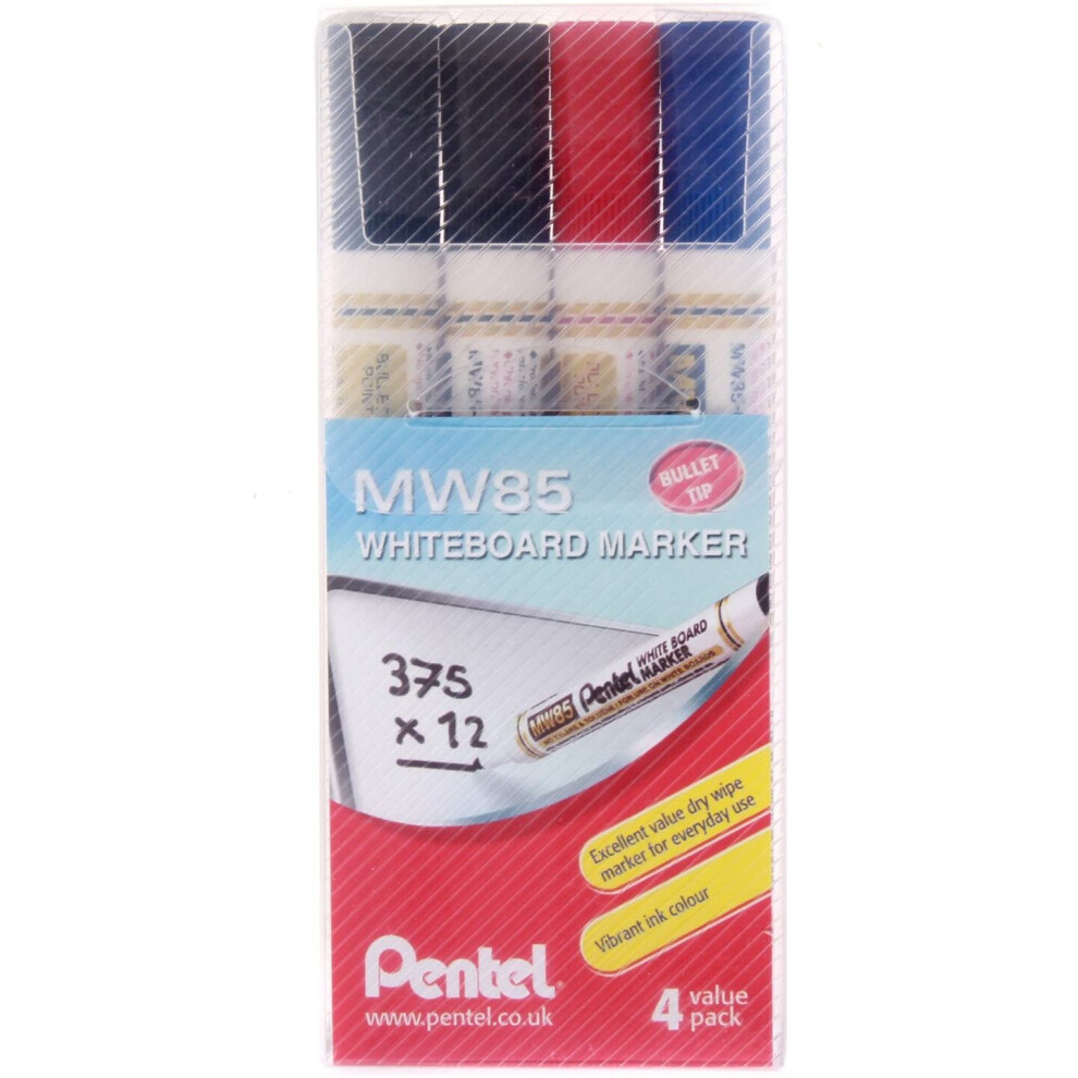 Pentel YMW85/4-MIX Whiteboard Marker - Multi-Colour