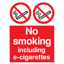 Viking Signs PS1460-A5P-V"No Smoking Including e-Cigarettes" Sign, Vinyl, 200 mm H x 150 mm W