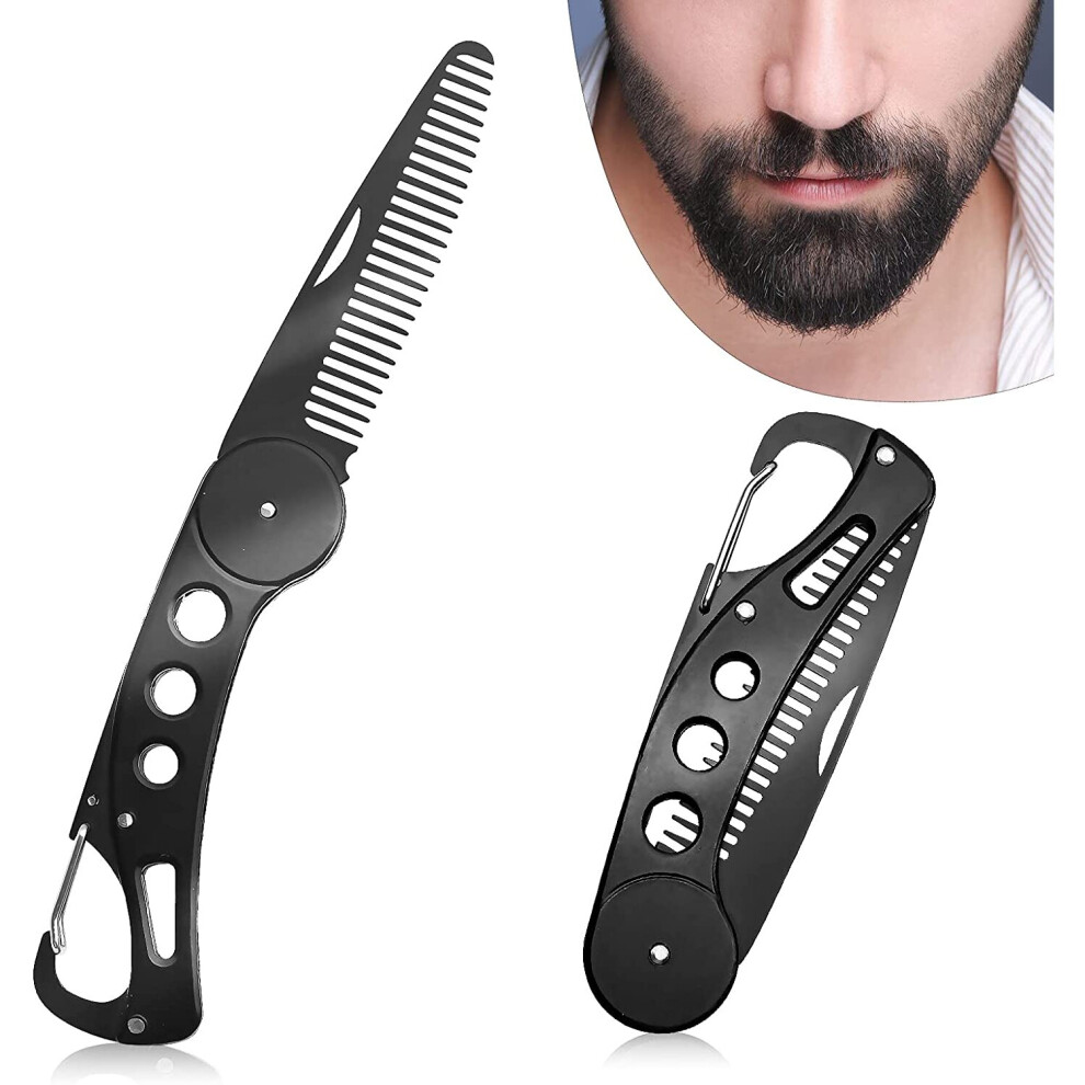 Cecombine Unisex Green Beard Comb Steel, Folding Beard For Men Grooming & Combing Hair Beards Mustaches, Beard & Mustache Styling Comb Folding Pocket Beard Comb Teeth Beard
