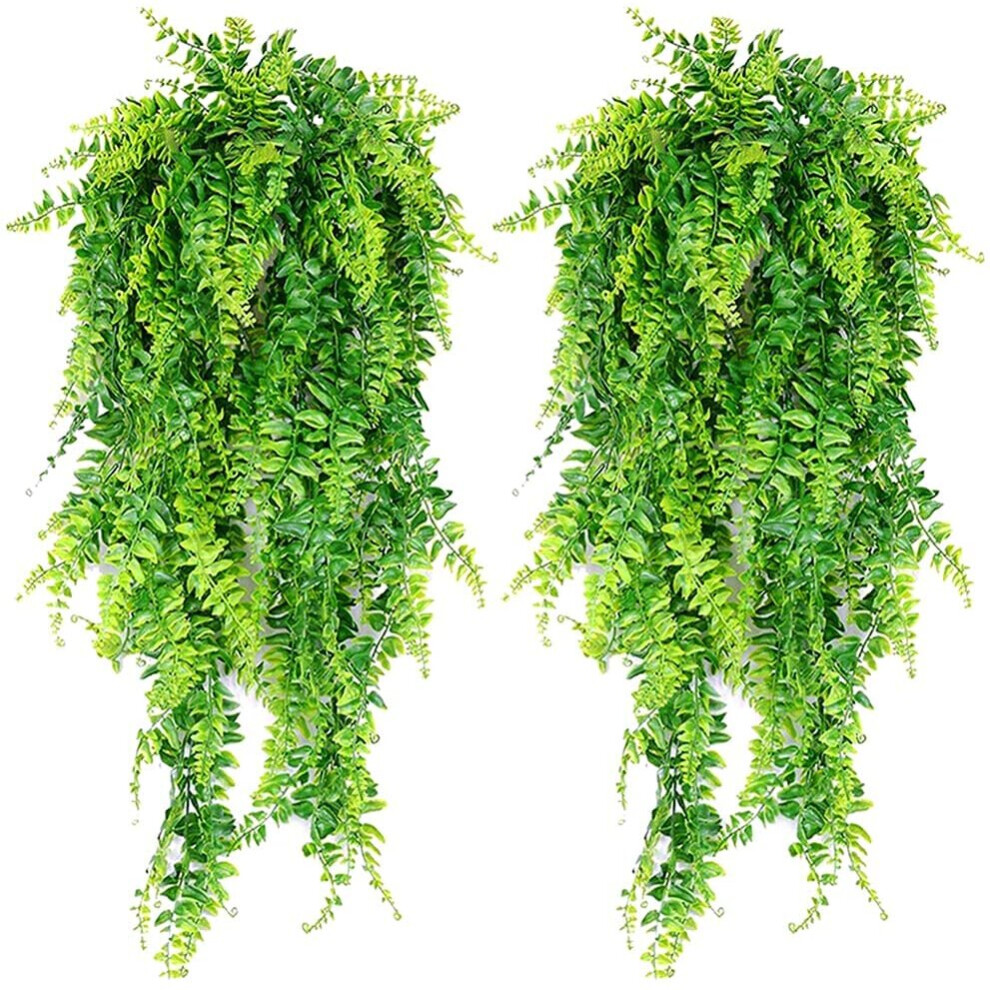 2 Pack Artificial Hanging Plants, Artificial Trailing Plants, Fake Leaves Wall Decoration for Indoor Outdoor, Wedding Balcony Courtyard Basket Hanging