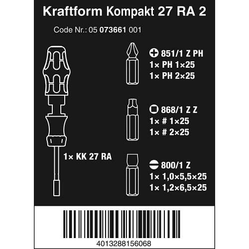 Wera Wera 05073661002 Compact Tool Set Kraftform 27 RA 2 SB, Silver 1
