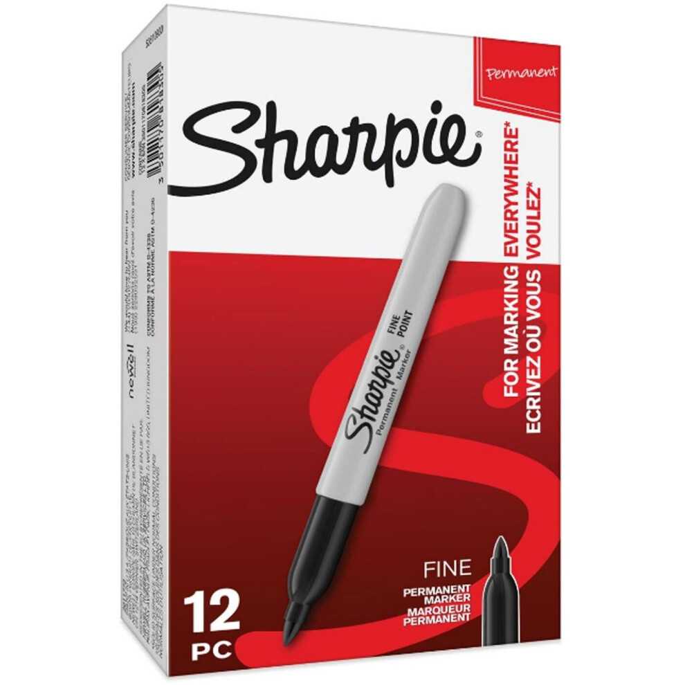 Sharpie Permanent Markers | Fine Point | Black | 12 Count