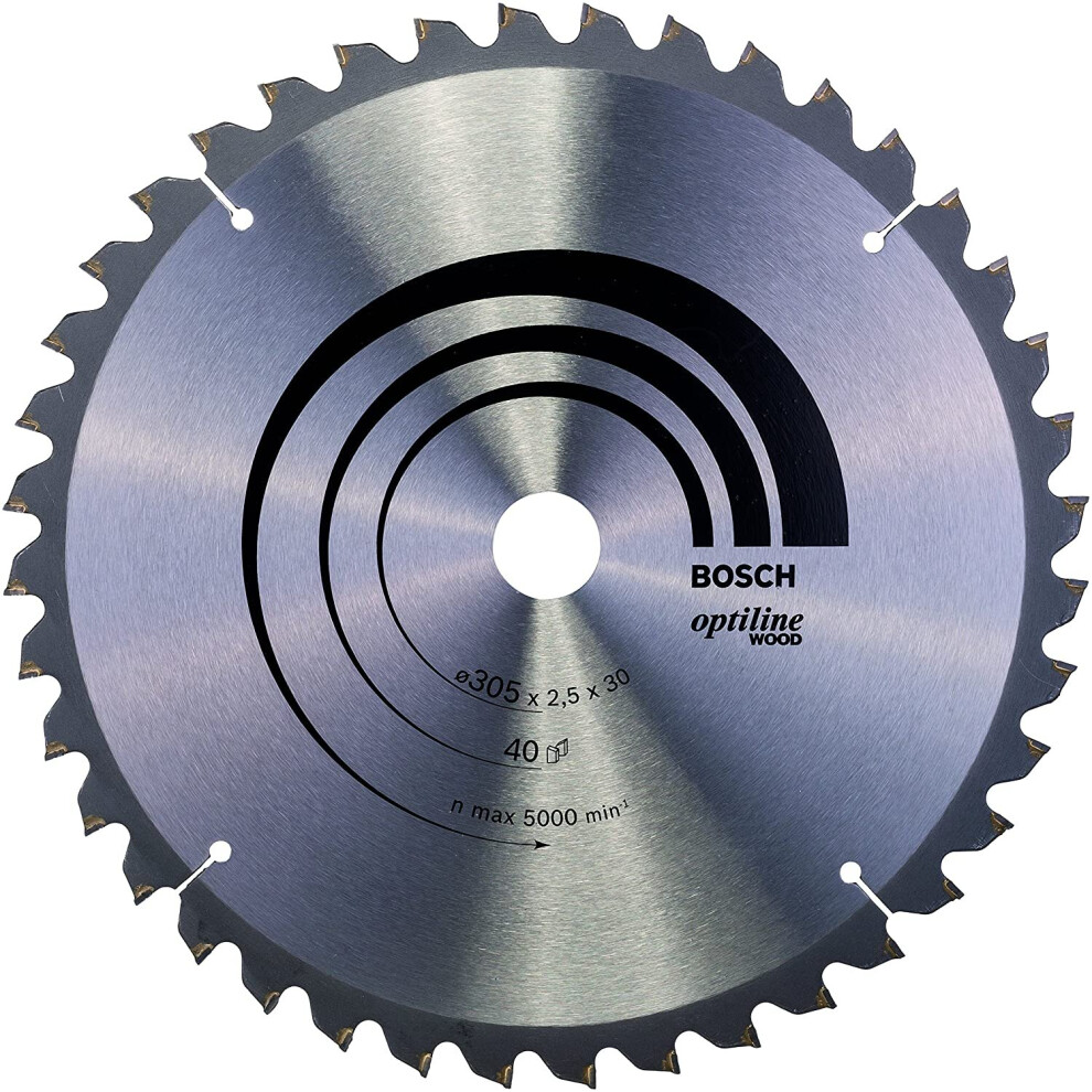 Bosch 2608640440 Optiline Mitre Circular Saw Blade for Wood, 305mm x 2.8mm x 30mm, 40 Teeth, Silver