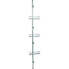 Croydex Chrome Triple Adjustable Basket Shower Caddy Corner Storage Set, 5 Year Rust Free Guarantee