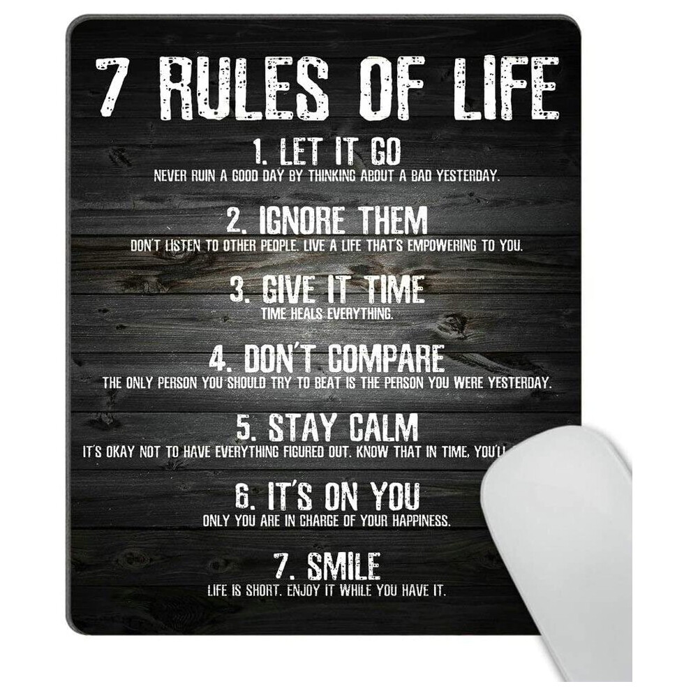 Wasach 7 Rules Of Life Motivational Quotes Mouse Pad Custom, Inspirational Quote About Life Mouse Pads For Computers 6280849562424