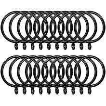 AHUNTTER 50 Pack 38mm Matte Black Metal Curtain Drapery Pole Rings with Curtain Hooks - Smooth Glider Curtain Rail Hanging Rings fit Rods up to 35mm D