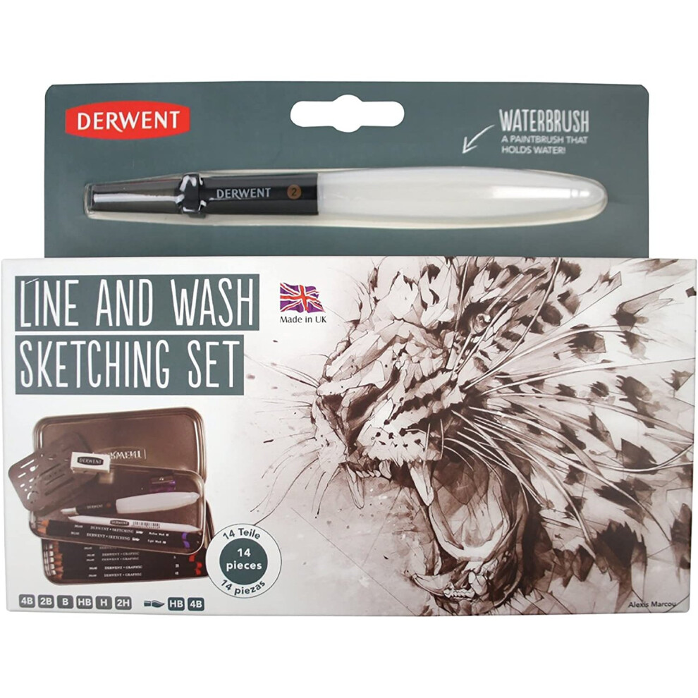 Derwent Line & Wash Sketching Set, Includes 6 Graphite Drawing Pencils, 2 Watersoluble Pencils & Accessories, Professional Quality, 2302162
