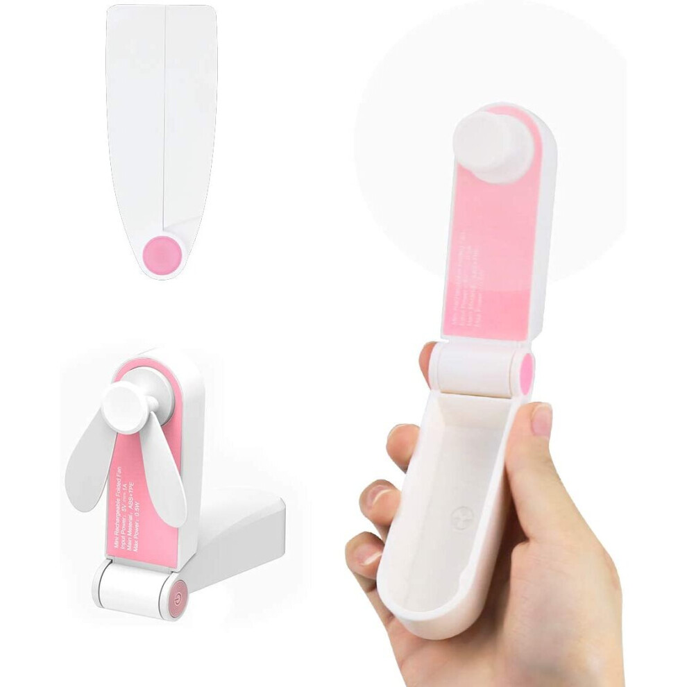 Jhua Personal Fans Handheld Fan Mini USB Desk Fan Portable Travel Fans Rechargeable Pocket Fans for Home, Travel (Pink)