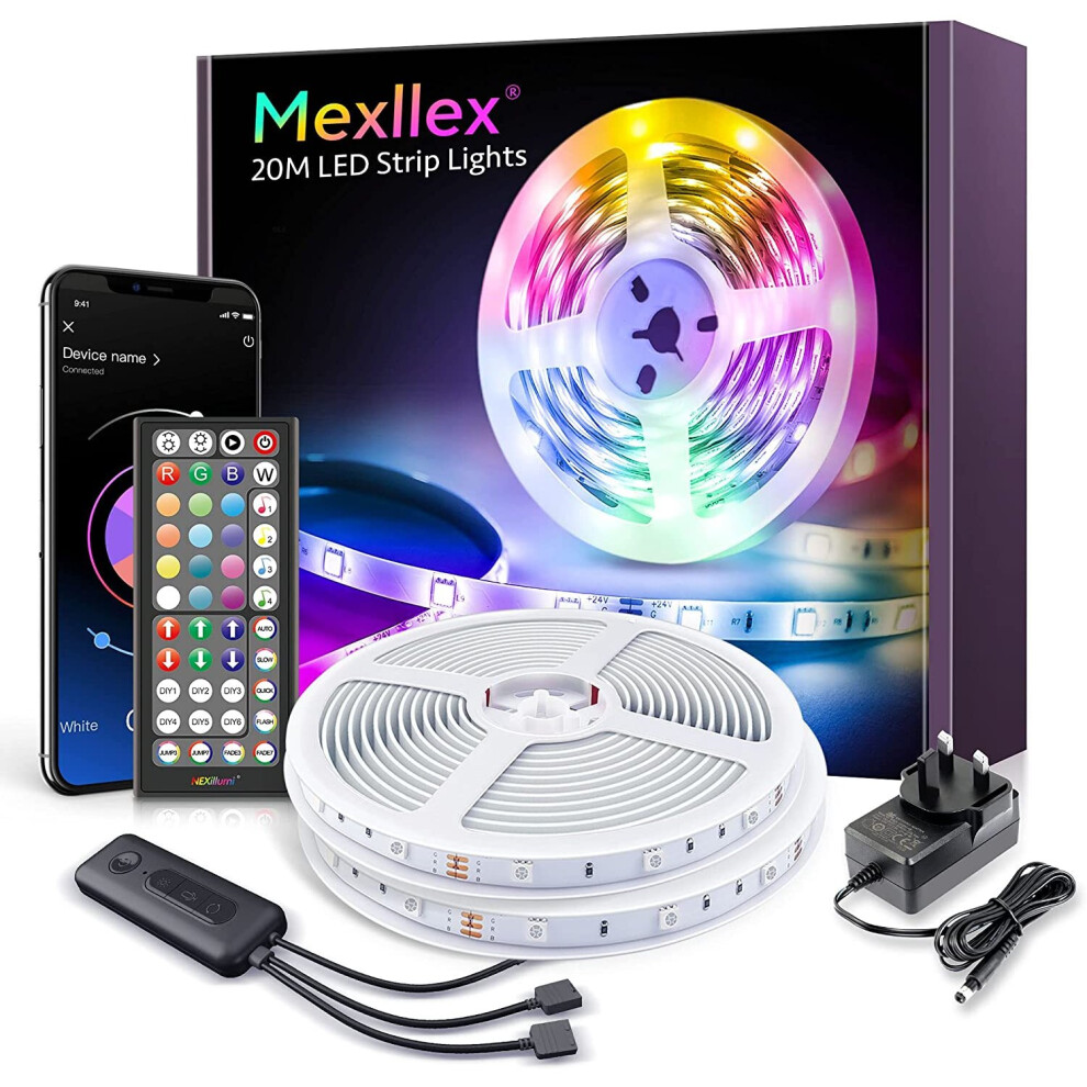 Mexllex Led Strip S 20M Ultra-Long Led S Strip Music Sync, App Control With Remote, Led Rgb Led S For Bedroom, Diy Color Options Led Tape Light
