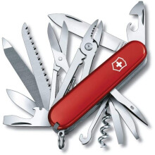 Victorinox Handyman Swiss Army Pocket Knife, Medium, Multi Tool, 24 Functions, Large Blade, Metal Saw, Red
