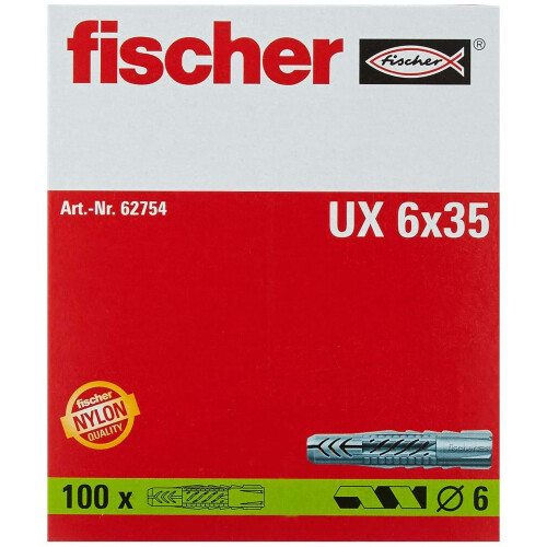 Fischer fischer 62754 UX Wallplug, Gray, 6 x 35 2