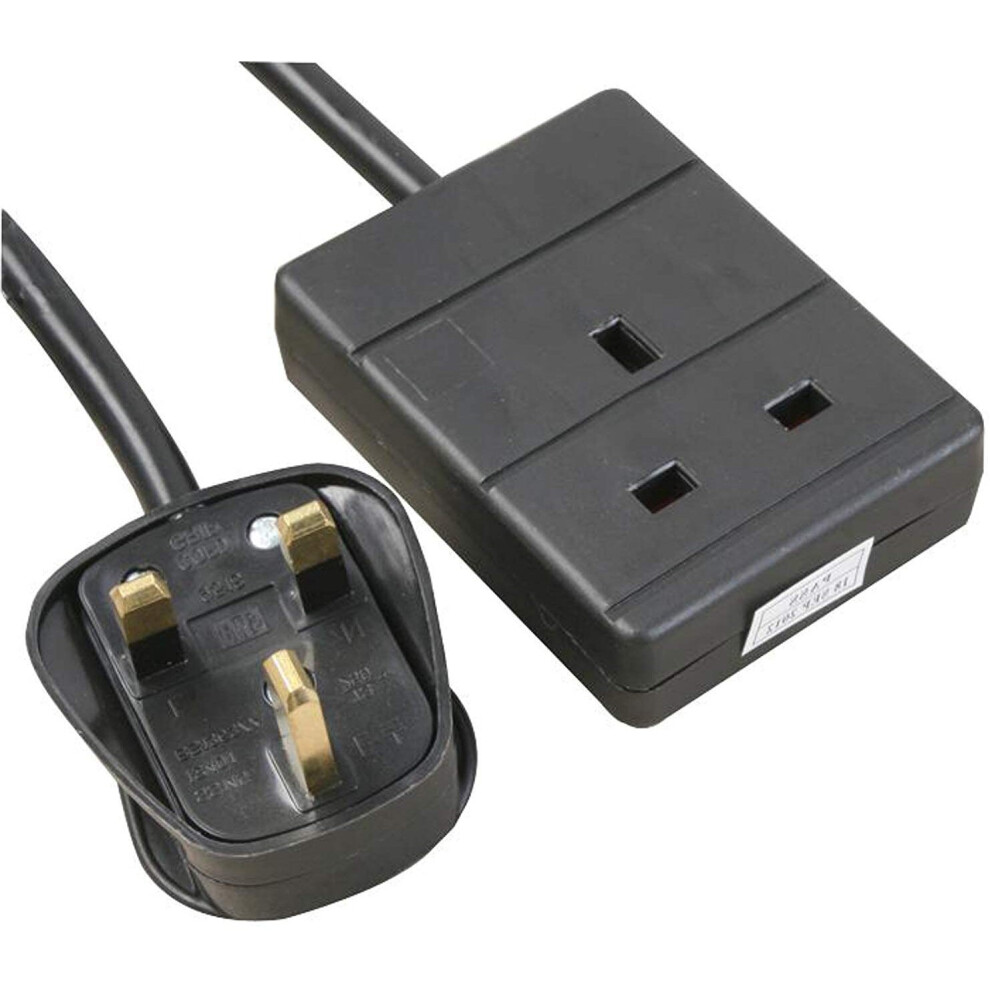 Rhinocables Single Socket 13Amp Power Cable 1 Gang Mains Extension Lead (1M, Black) 5056255310062