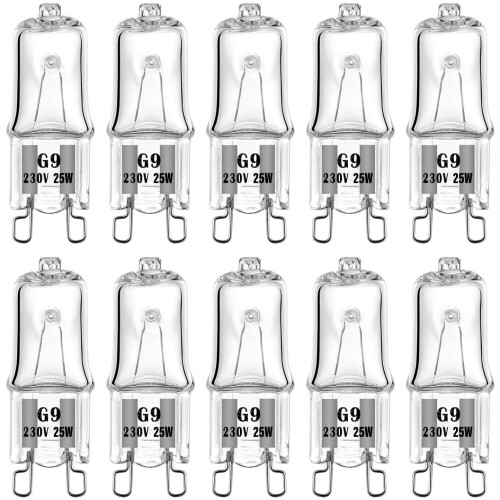 G9 Halogen Light Bulbs 25W, 10 Pack