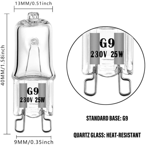 G9 Halogen Light Bulbs 25W, 10 Pack 1