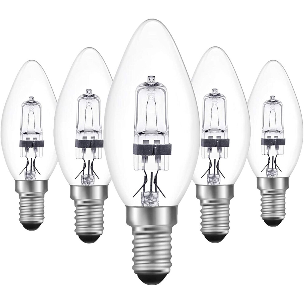 Doright 5pcs Halogen Bulbs E14 18W Glass Vintage Candle Light Bulbs Dimmable Warm White 2700K C35 Shape Candle Lamp Small Edison Screw Bulb (SES) Tran-image-OPC-P8TJZRW-NEW
