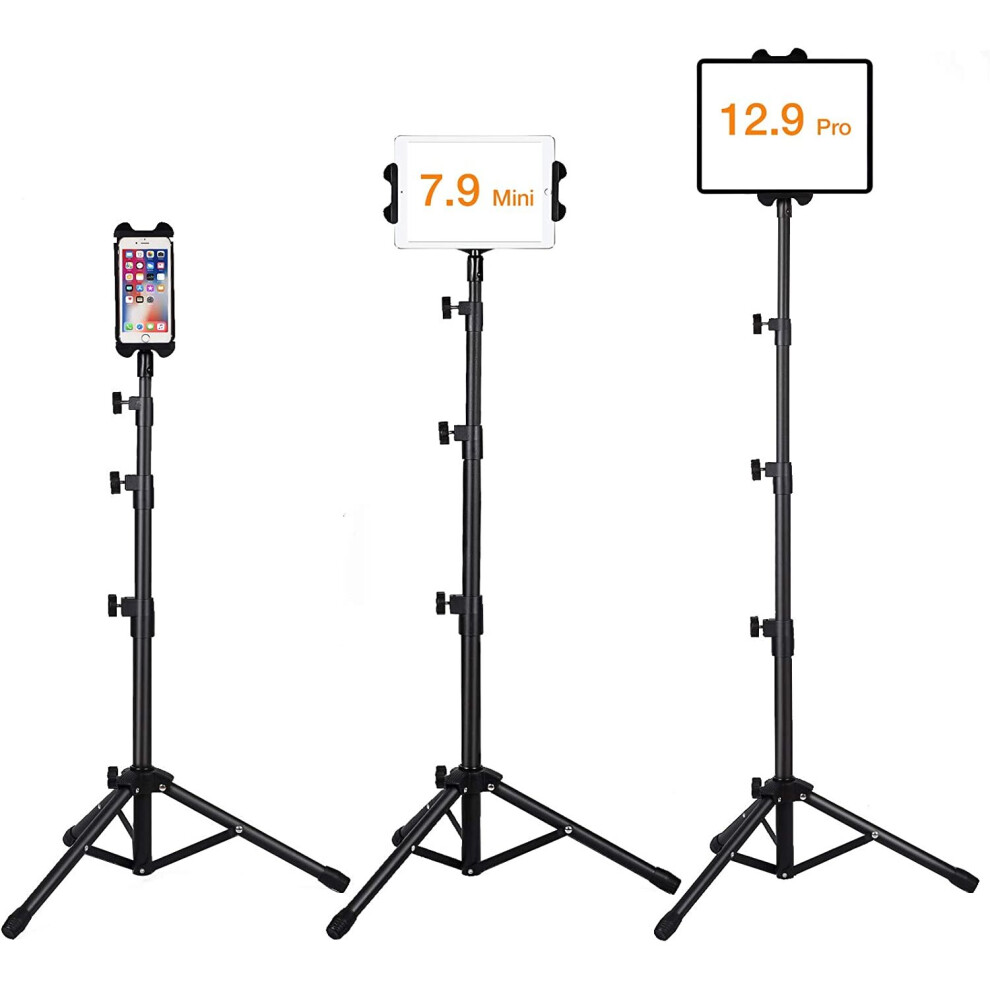 Ipad Floor Stand, Raking Height Adjustable 30 to 60 Inch Tablet Tripod Stand Mount For Ipad ,Ipad Mini and Other Tablet, Carrying Case Included and Fl