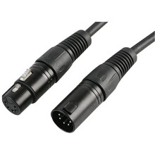 Pulse PLS00410 DMX Lead, 5 Pin XLR Male to Female, 2 Pair+Screen, 1m, Black